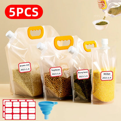 5-Pack Sealed Cereal Storage Containers – Moisture & Insect-Proof Food Organizer