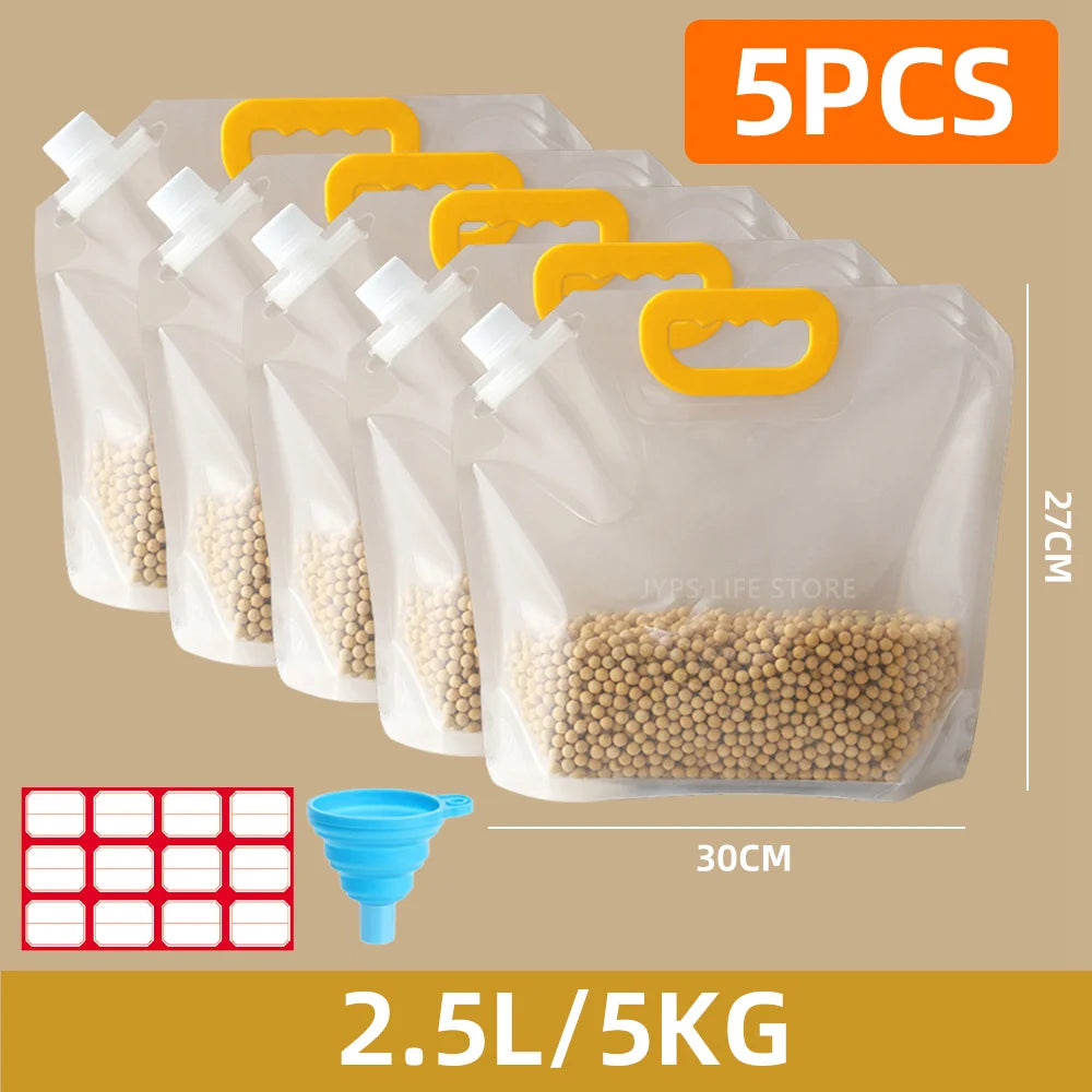 5-Pack Sealed Cereal Storage Containers – Moisture & Insect-Proof Food Organizer