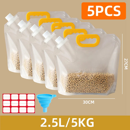 5-Pack Sealed Cereal Storage Containers – Moisture & Insect-Proof Food Organizer