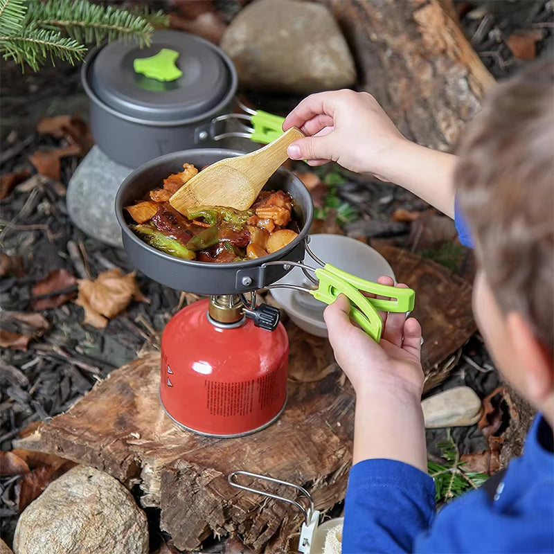 Camping Cookware Set - Portable & Durable Backpacker’s Cooking Set with Tableware & Storage Bag for Outdoor Adventures