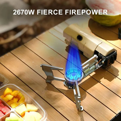 2670W Portable Camping Gas Stove - Folding Cassette Burner for Outdoor Picnic, Travel Cooking & Heating